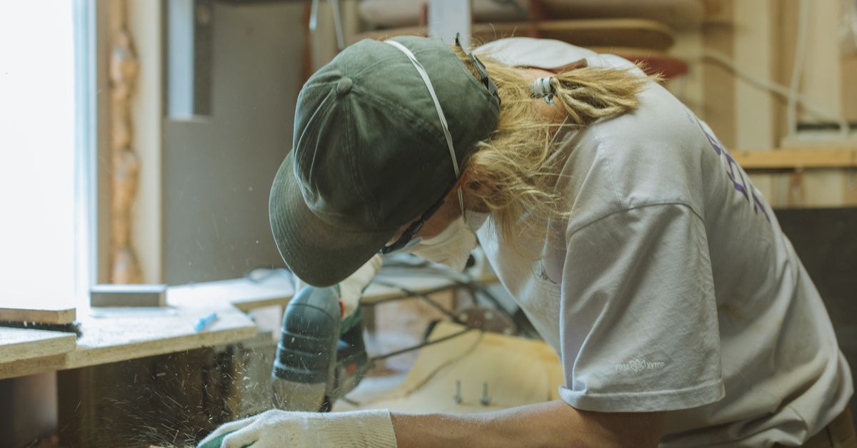 Craftsman at work in a woodworking studio